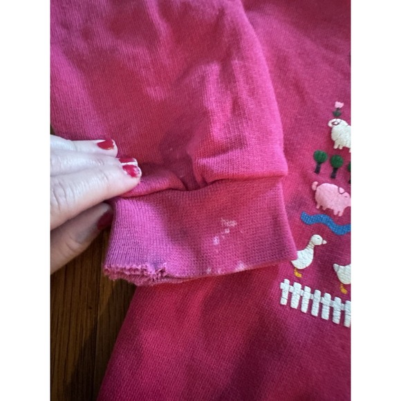 Vintage Speckta Designs Girls Size 5 Farm Animals Pink Sweatshirt Pullover SHORT - Picture 8 of 16